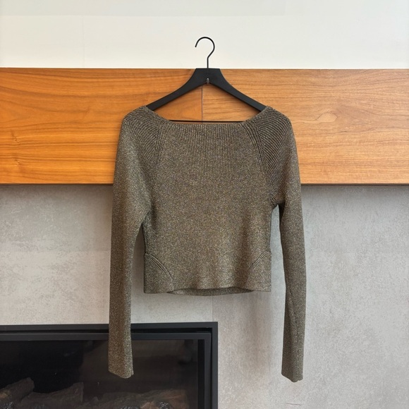 STAUD Cerro Long Sleeve Metallic Knit Sweater Top, Size L - Picture 9 of 12